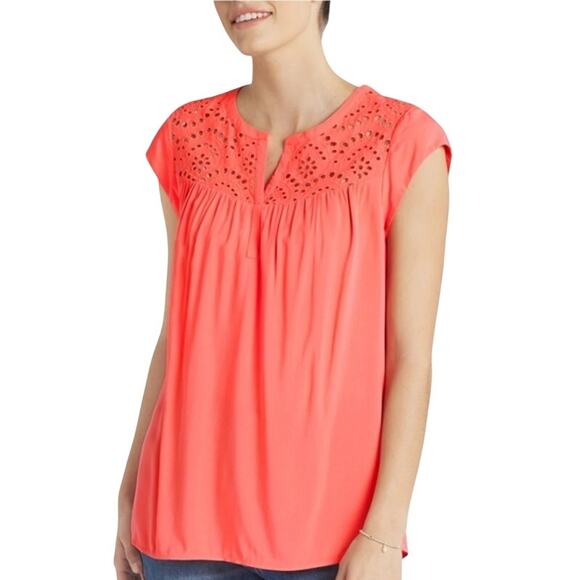 Daniel Rainn X-SMALL Kiara Eyelet Detail Top - Stitch Fix Short Sleeve Blouse - Picture 2 of 12